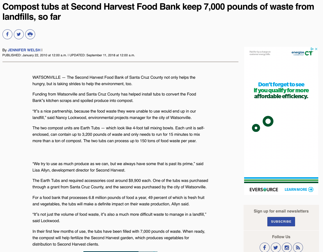 Compost tubs at Second Harvest Food Bank keep 7,000 pounds of waste from landfills, so far