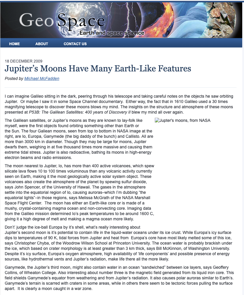 Jupiter’s Moons Have Many Earth-Like Features