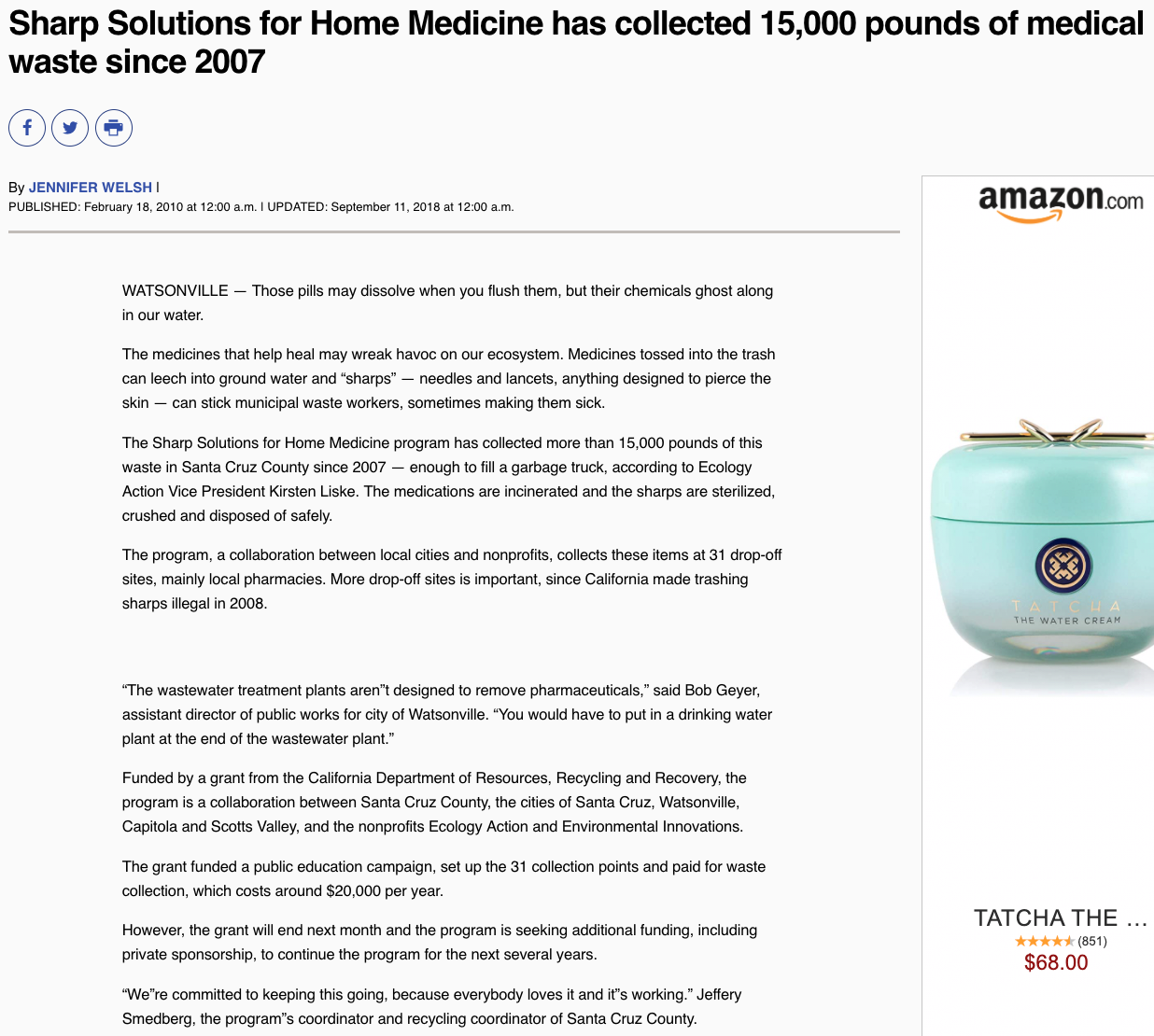 Sharp Solutions for Home Medicine has collected 15,000 pounds of medical waste since 2007