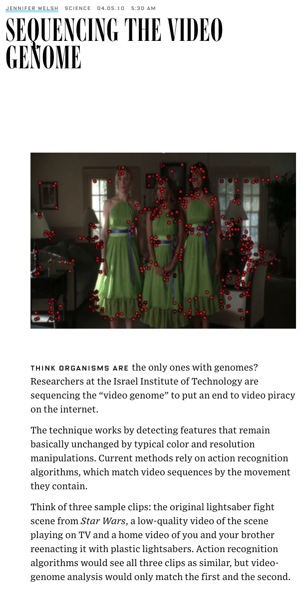 Sequencing the Video Genome