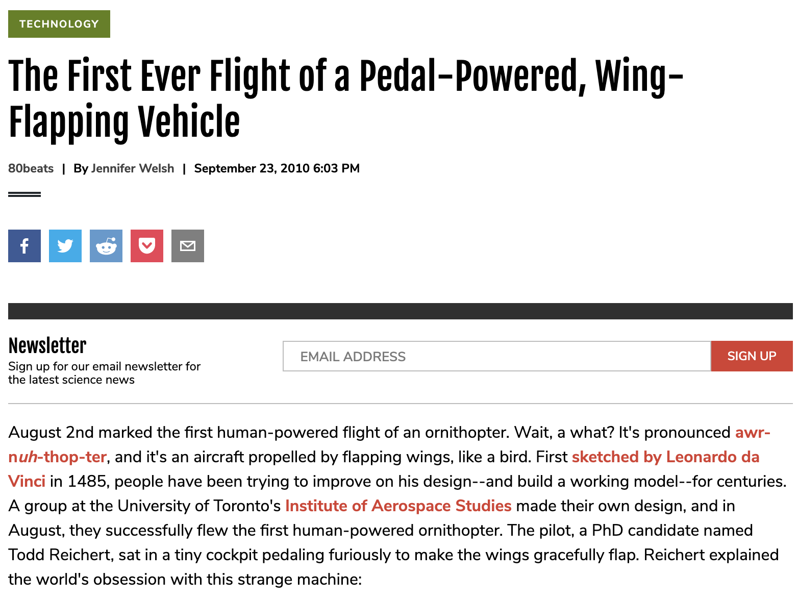 The First Ever Flight of a Pedal-Powered, Wing-Flapping Vehicle