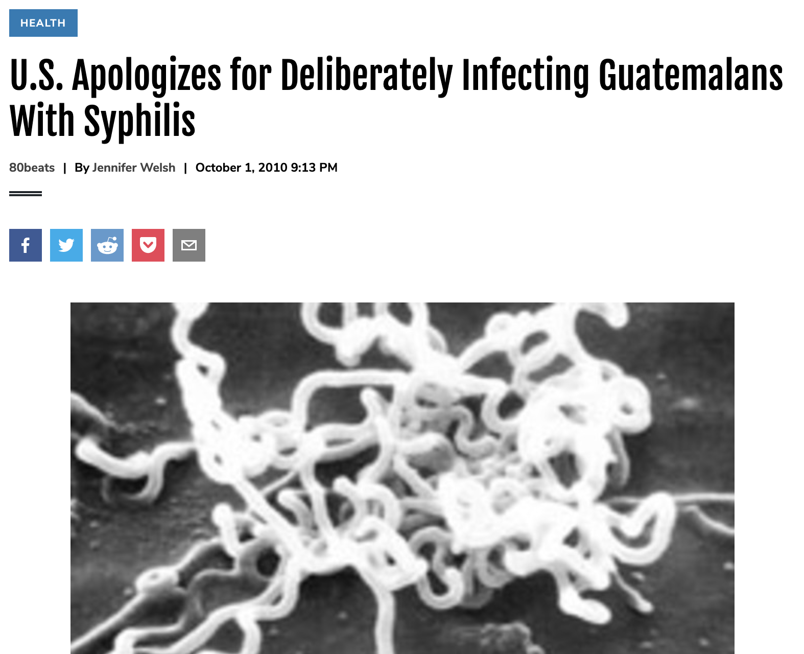 U.S. Apologizes for Deliberately Infecting Guatemalans With Syphilis