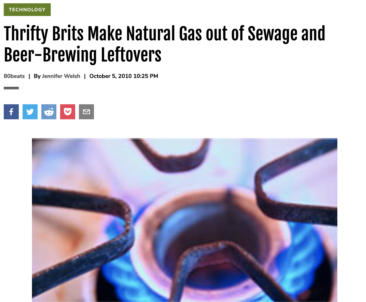 Thrifty Brits Make Natural Gas out of Sewage and Beer-Brewing Leftovers