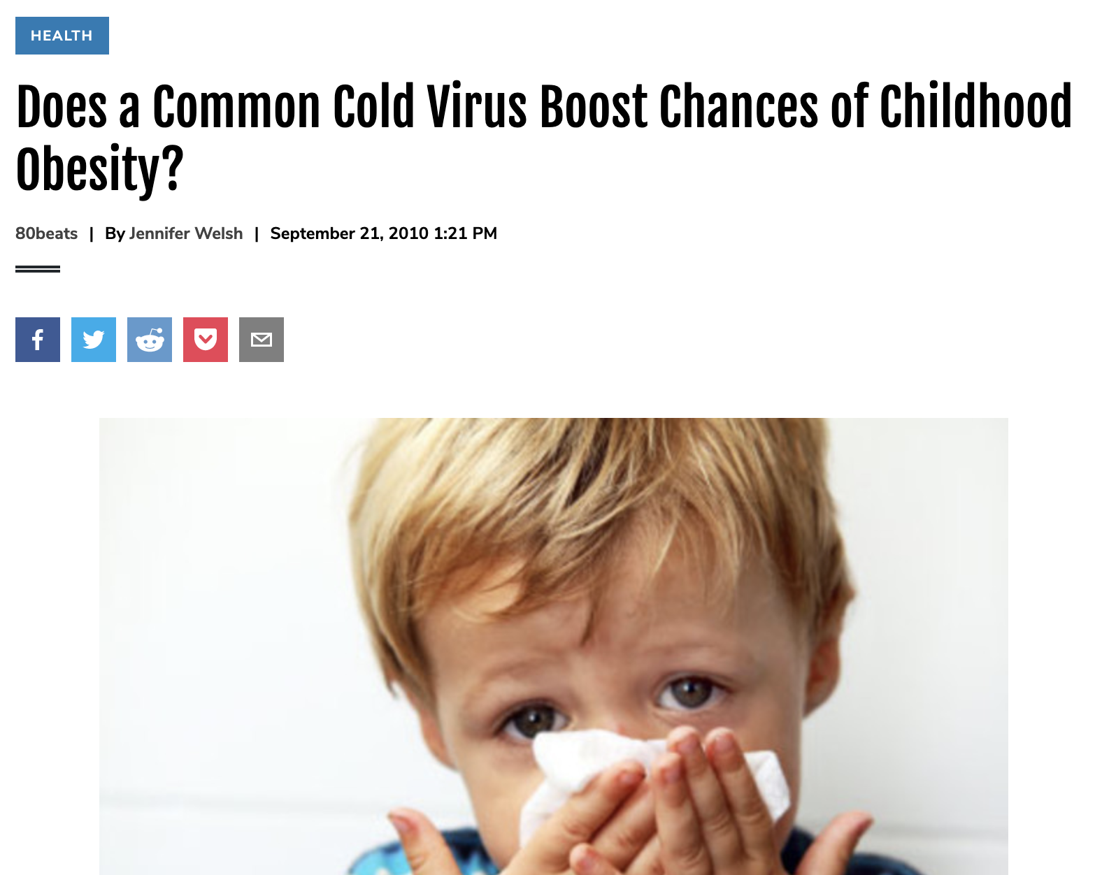 Does a Common Cold Virus Boost Chances of Childhood Obesity?