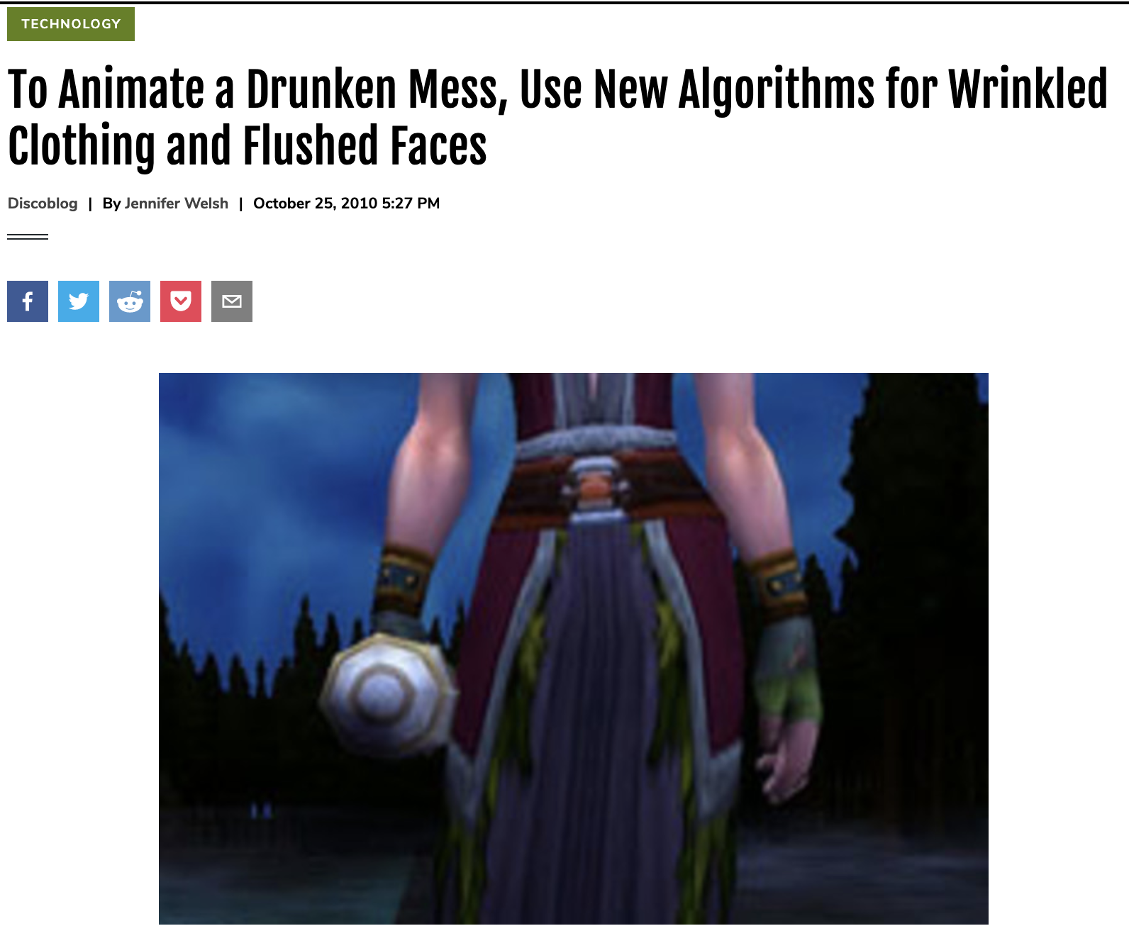 To Animate a Drunken Mess, Use New Algorithms for Wrinkled Clothing and Flushed Faces