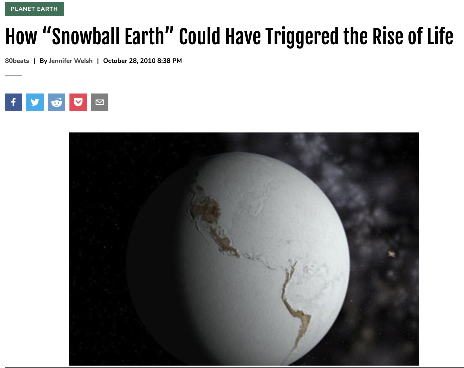 How “Snowball Earth” Could Have Triggered the Rise of Life