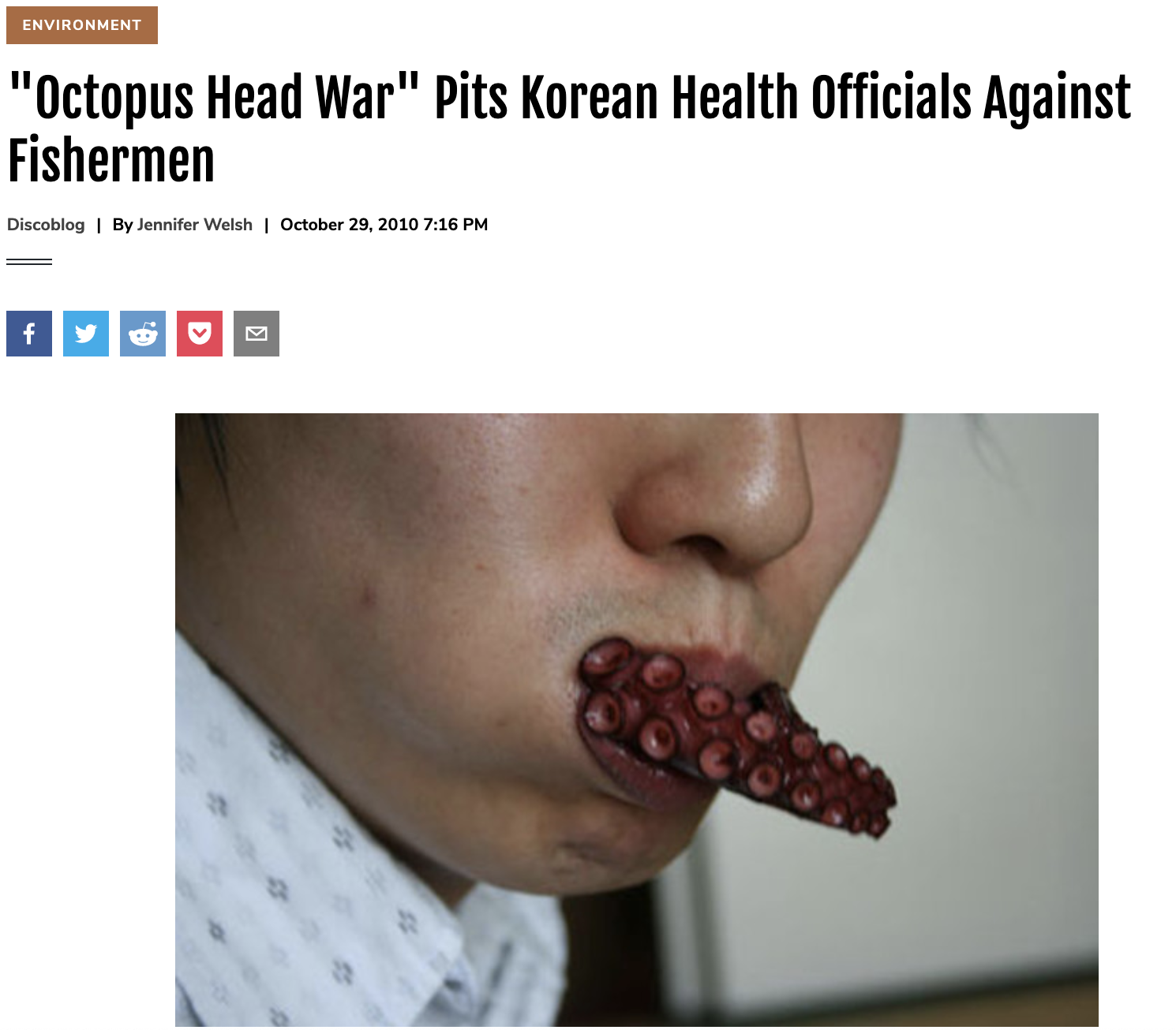 “Octopus Head War” Pits Korean Health Officials Against Fishermen