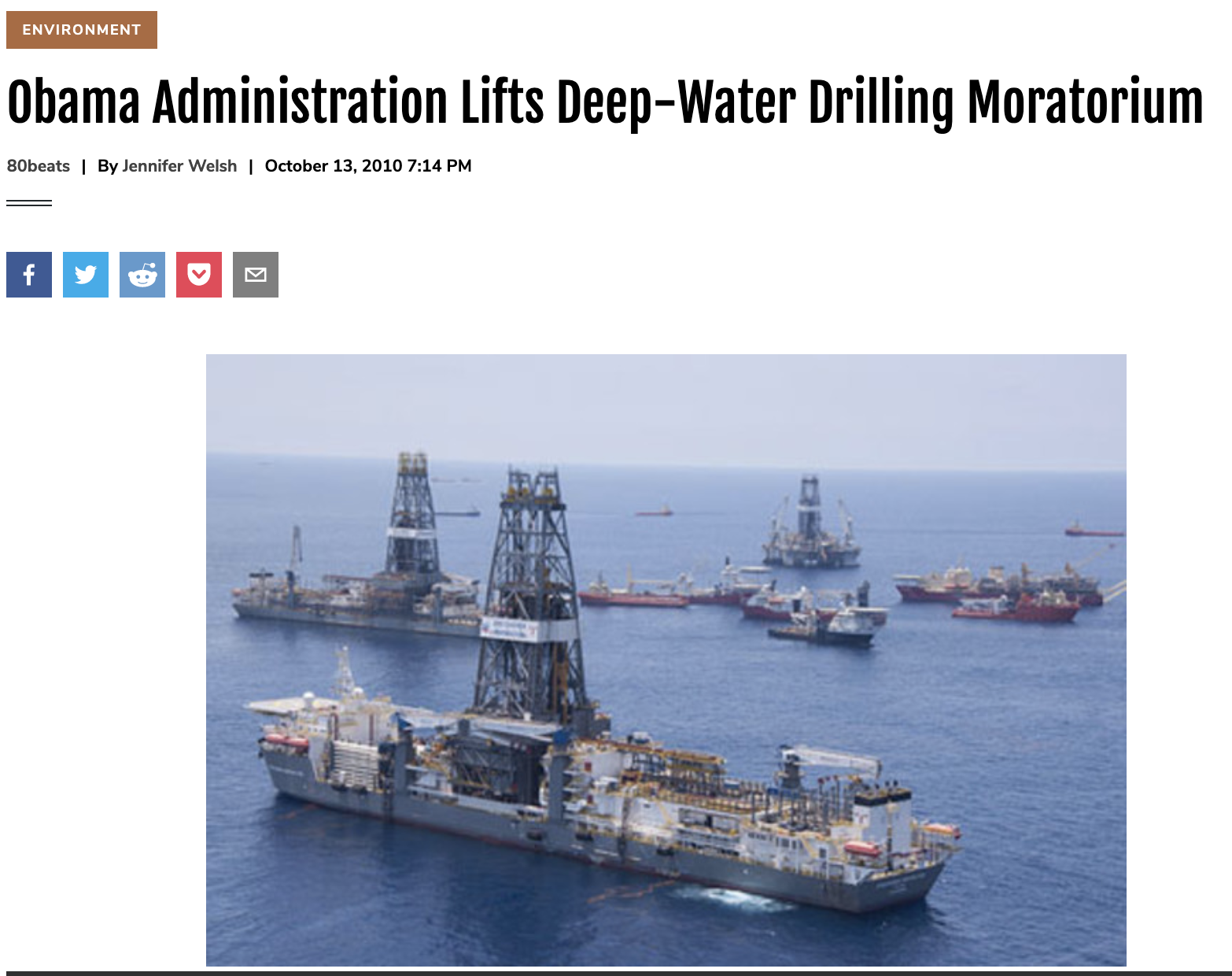 Obama Administration Lifts Deep-Water Drilling Moratorium