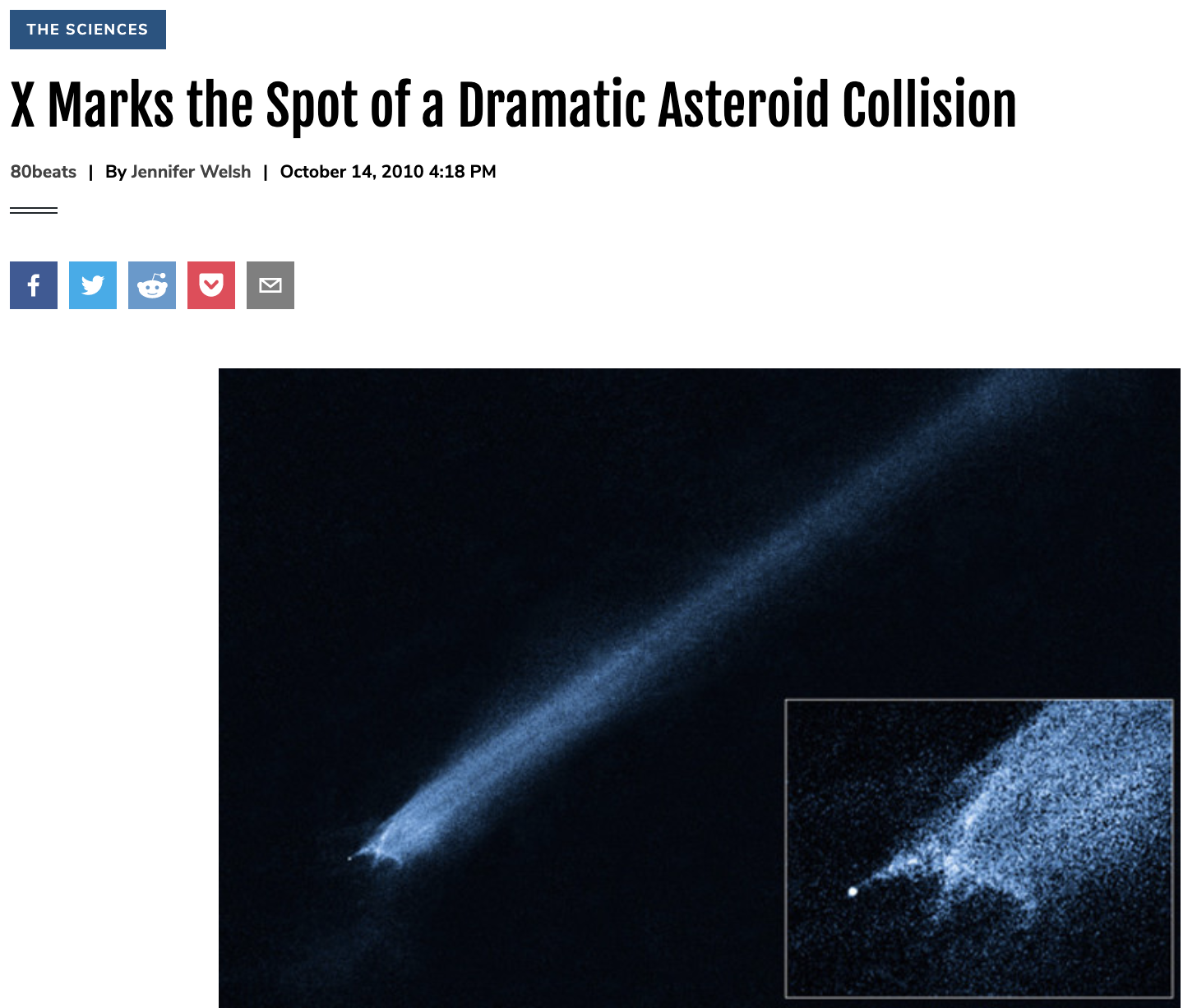 X Marks the Spot of a Dramatic Asteroid Collision