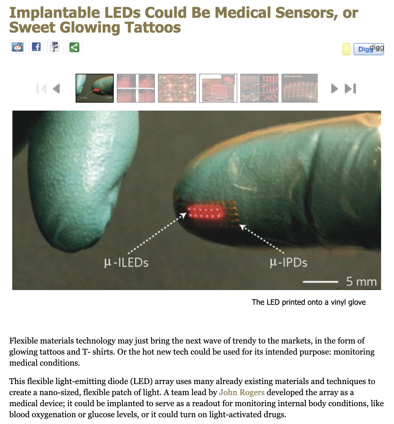 Implantable LEDs Could Be Medical Sensors, or Sweet Glowing Tattoos