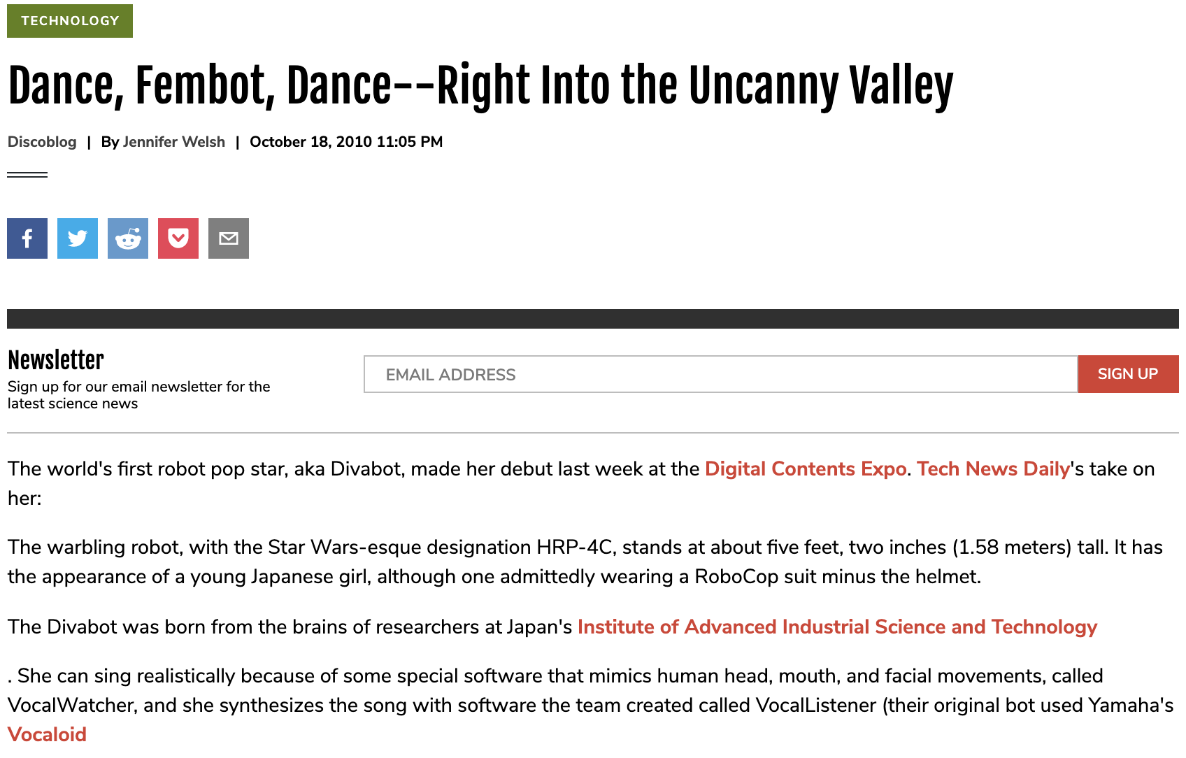 Dance, Fembot, Dance–Right Into the Uncanny Valley