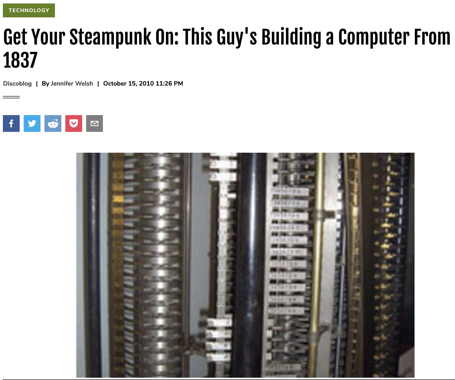 Get Your Steampunk On: This Guy’s Building a Computer From 1837