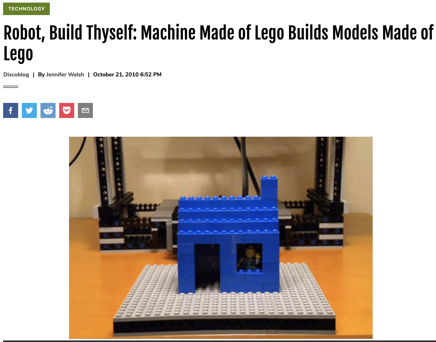 Robot, Build Thyself: Machine Made of Lego Builds Models Made of Lego