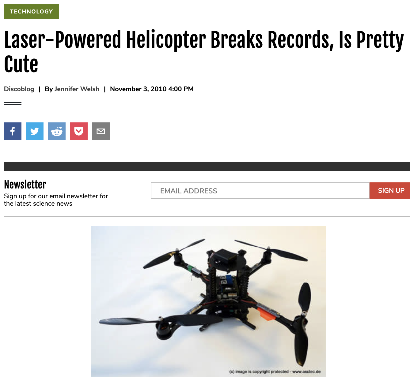 Laser-Powered Helicopter Breaks Records, Is Pretty Cute