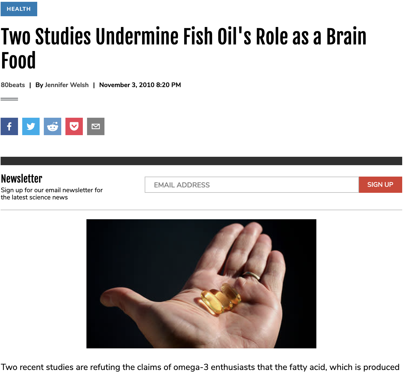 Two Studies Undermine Fish Oil’s Role as a Brain Food