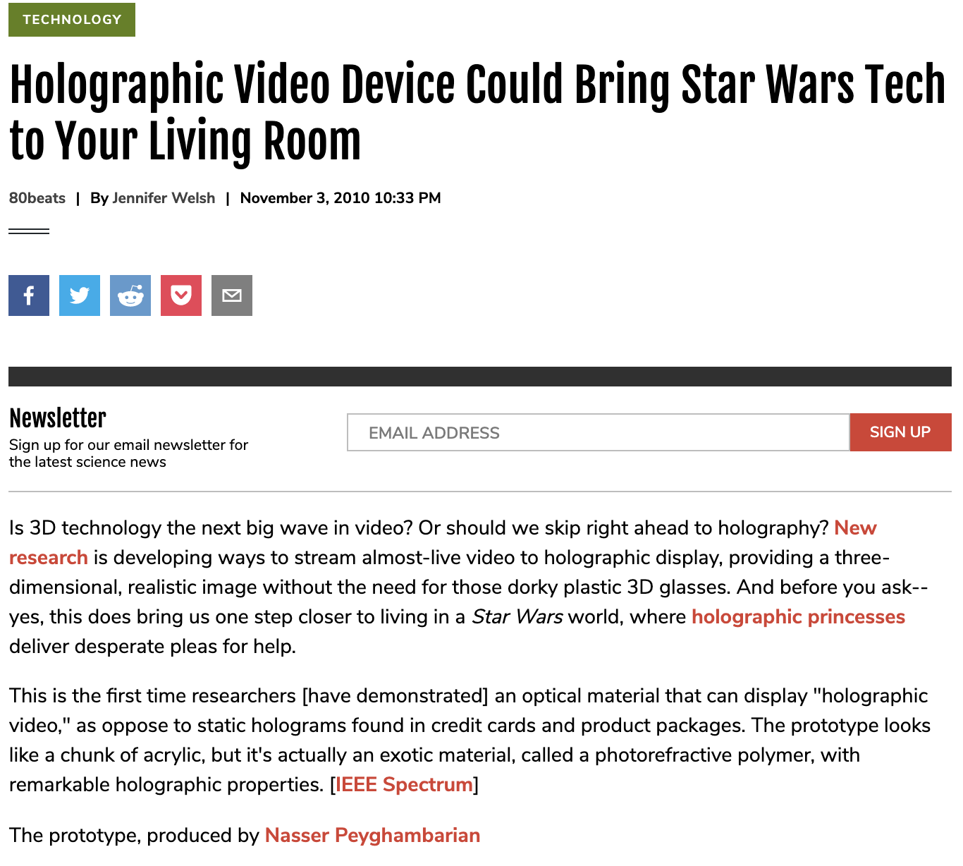 Holographic Video Device Could Bring Star Wars Tech to Your Living Room