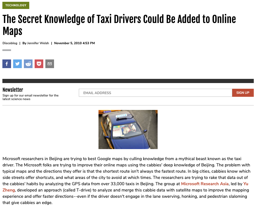 The Secret Knowledge of Taxi Drivers Could Be Added to Online Maps