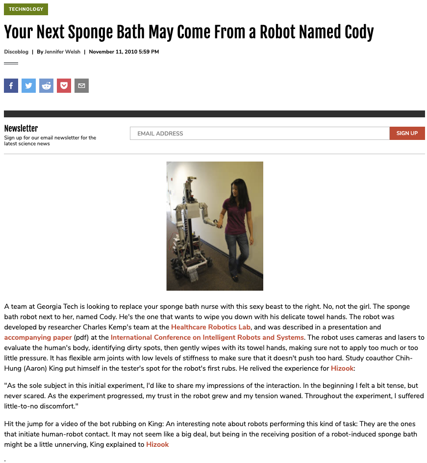 Your Next Sponge Bath May Come From a Robot Named Cody