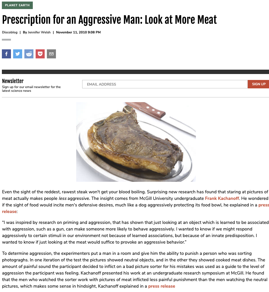 Prescription for an Aggressive Man: Look at More Meat