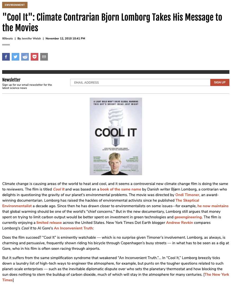 “Cool It”: Climate Contrarian Bjorn Lomborg Takes His Message to the Movies