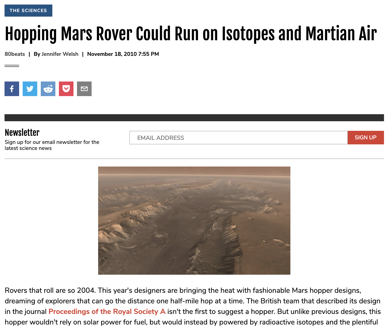 Hopping Mars Rover Could Run on Isotopes and Martian Air