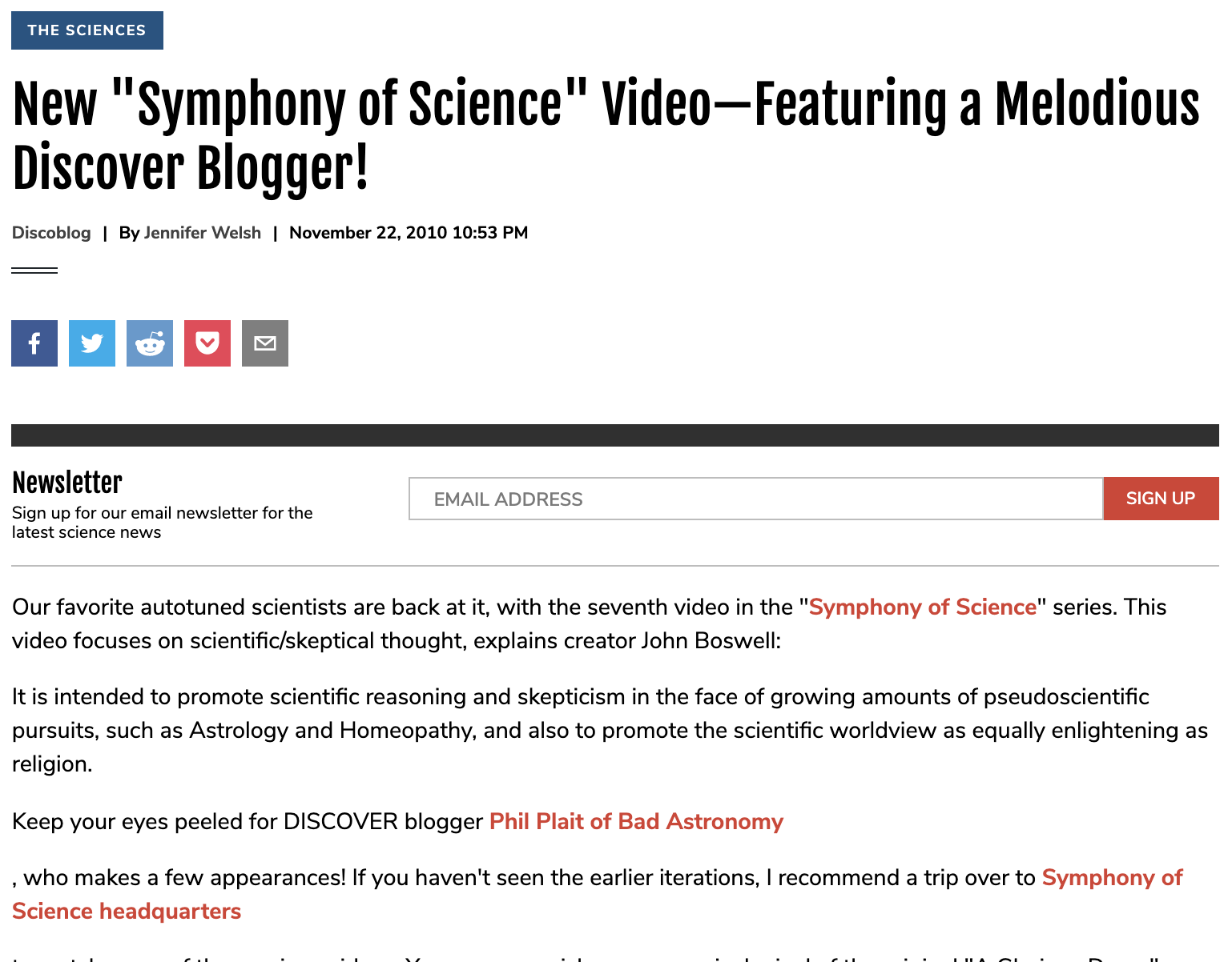 New “Symphony of Science” Video—Featuring a Melodious Discover Blogger!