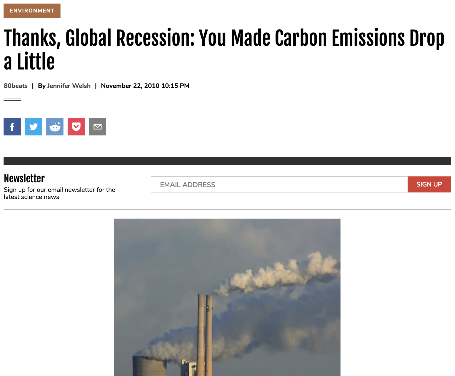 Thanks, Global Recession: You Made Carbon Emissions Drop a Little