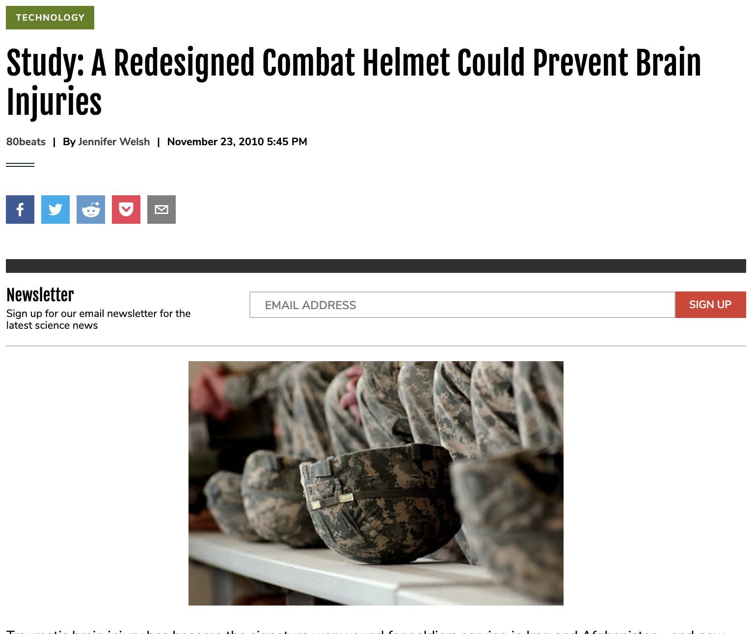 Study: A Redesigned Combat Helmet Could Prevent Brain Injuries