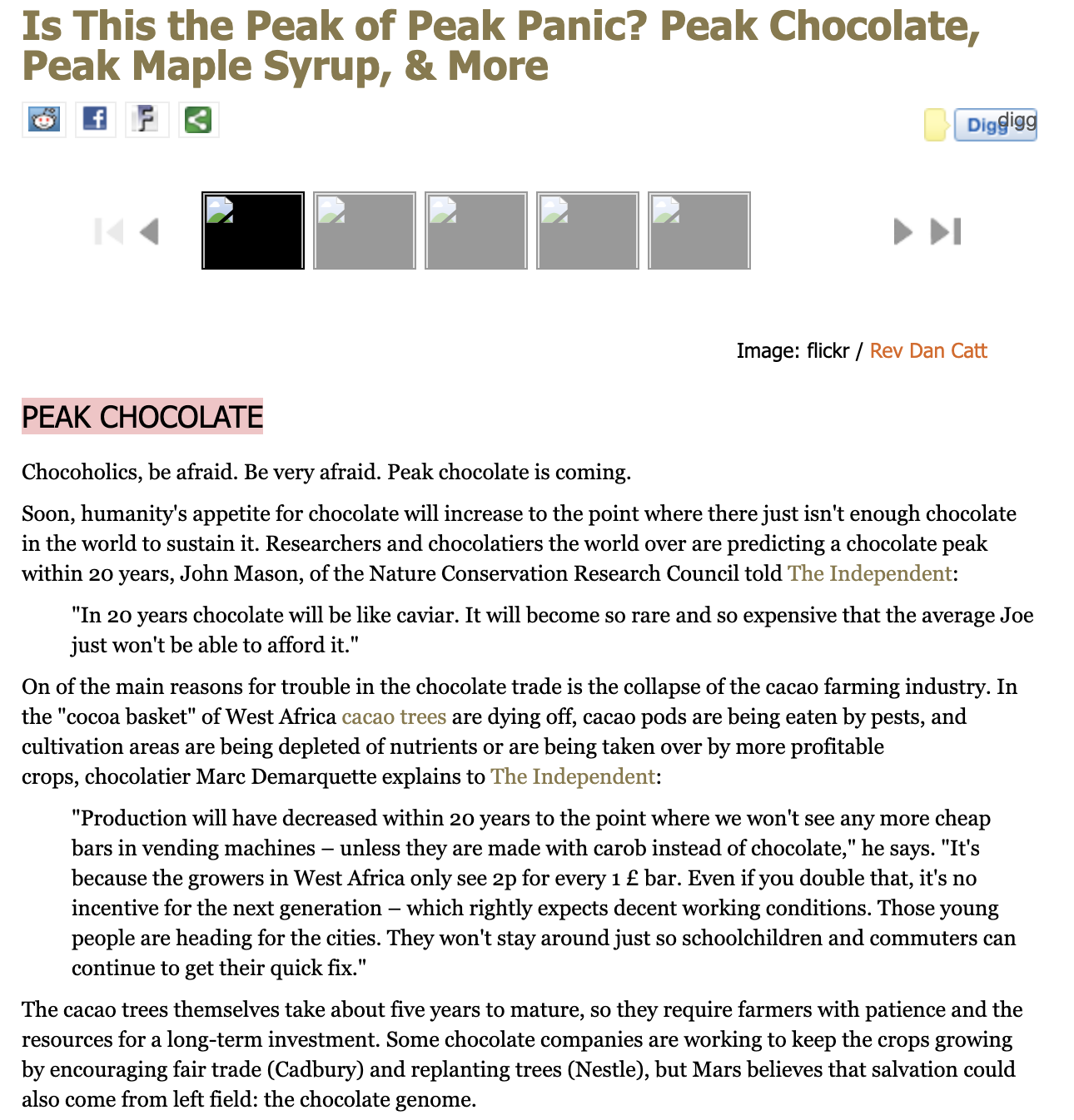 Is This the Peak of Peak Panic? Peak Chocolate, Peak Maple Syrup, & More