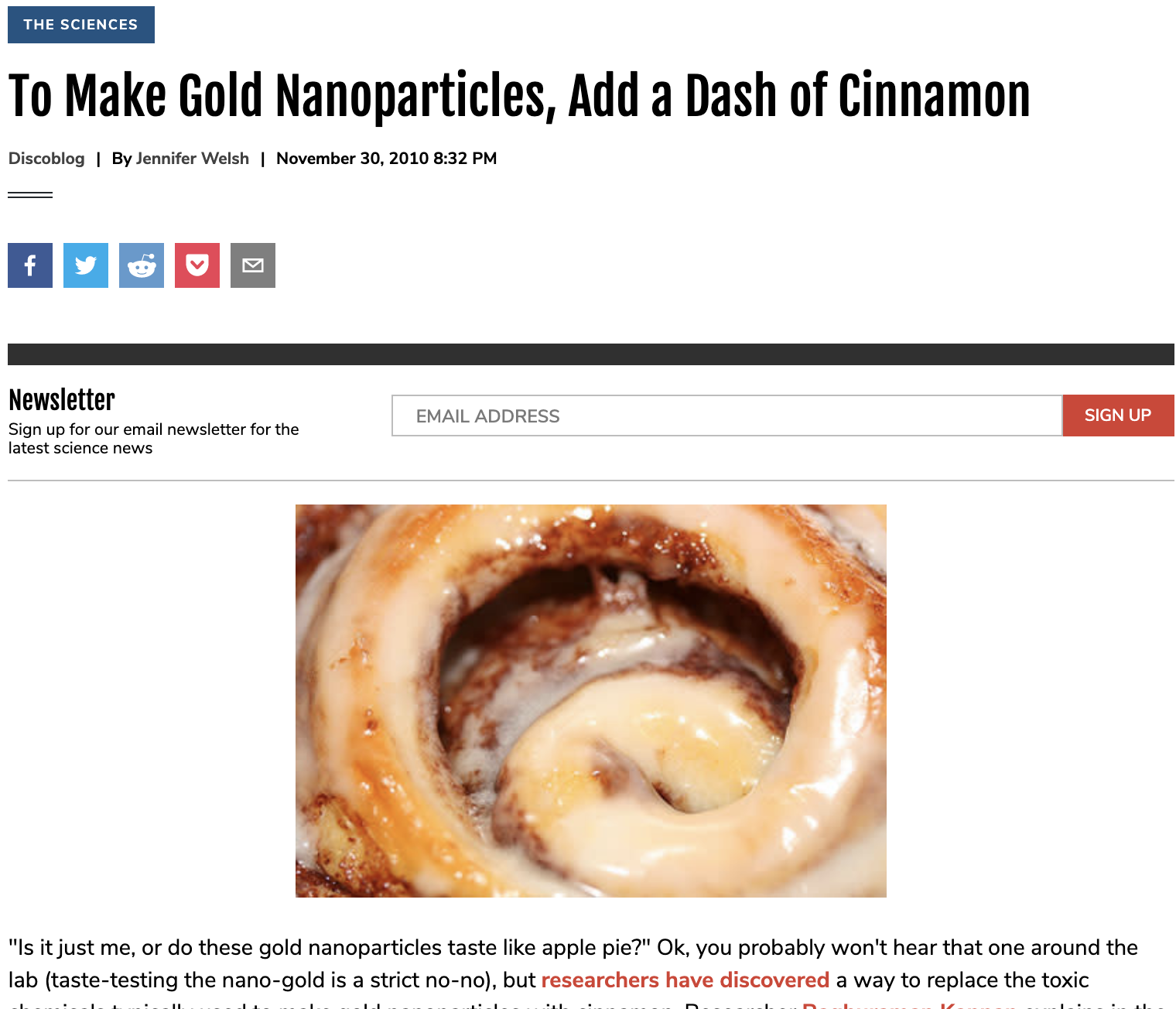 To Make Gold Nanoparticles, Add a Dash of Cinnamon