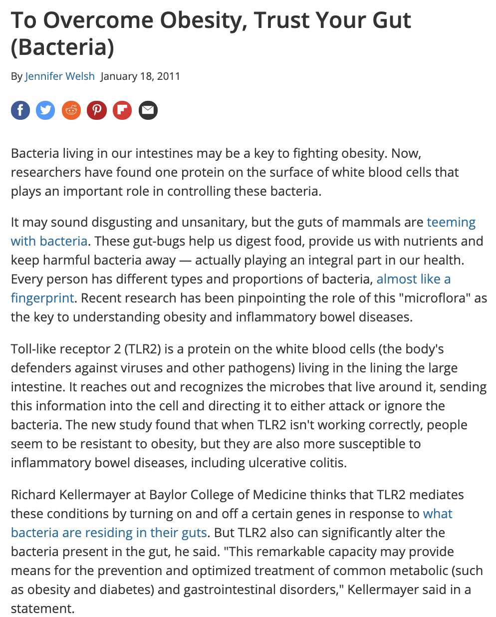 To Overcome Obesity, Trust Your Gut (Bacteria)