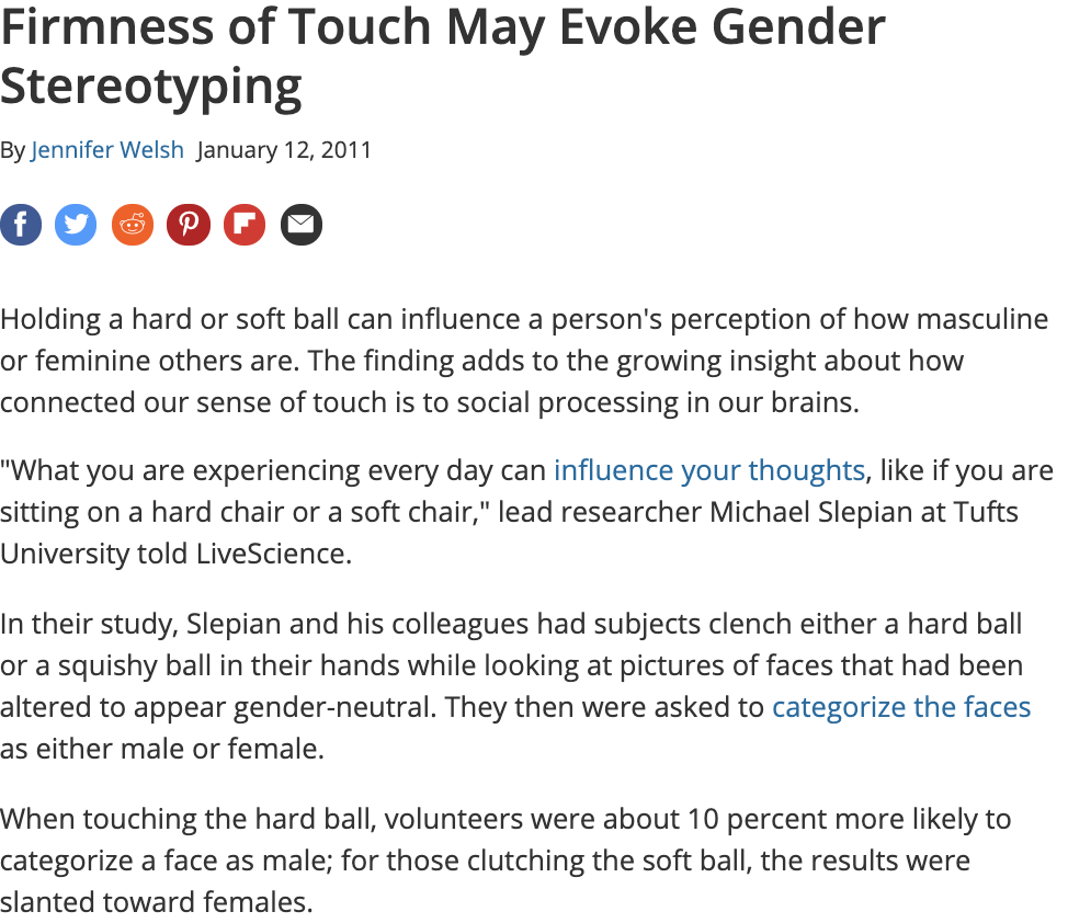 Firmness of Touch May Evoke Gender Stereotyping