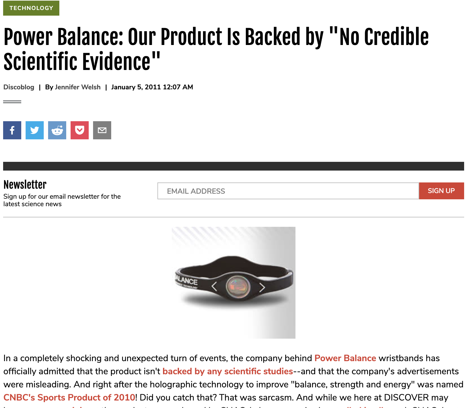 Power Balance: Our Product Is Backed by “No Credible Scientific Evidence”