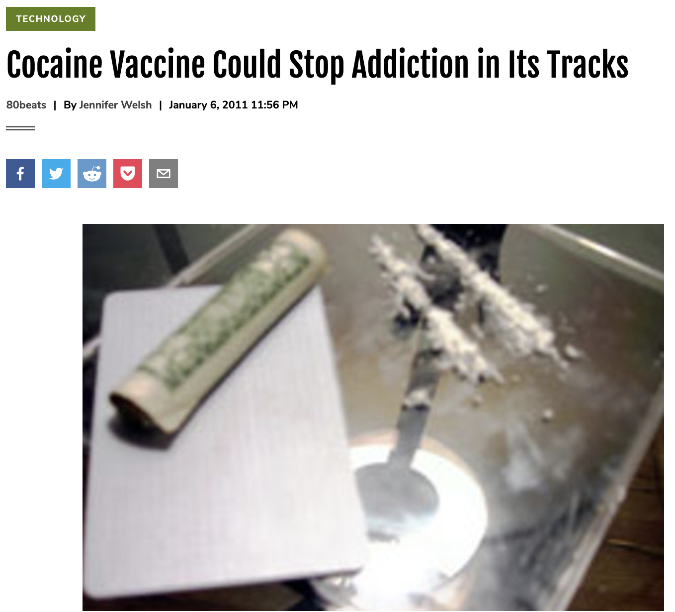 Cocaine Vaccine Could Stop Addiction in Its Tracks