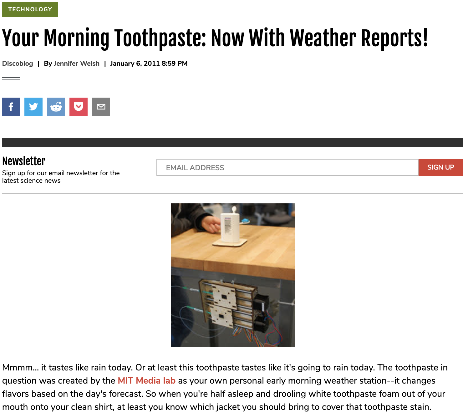 Your Morning Toothpaste: Now With Weather Reports!