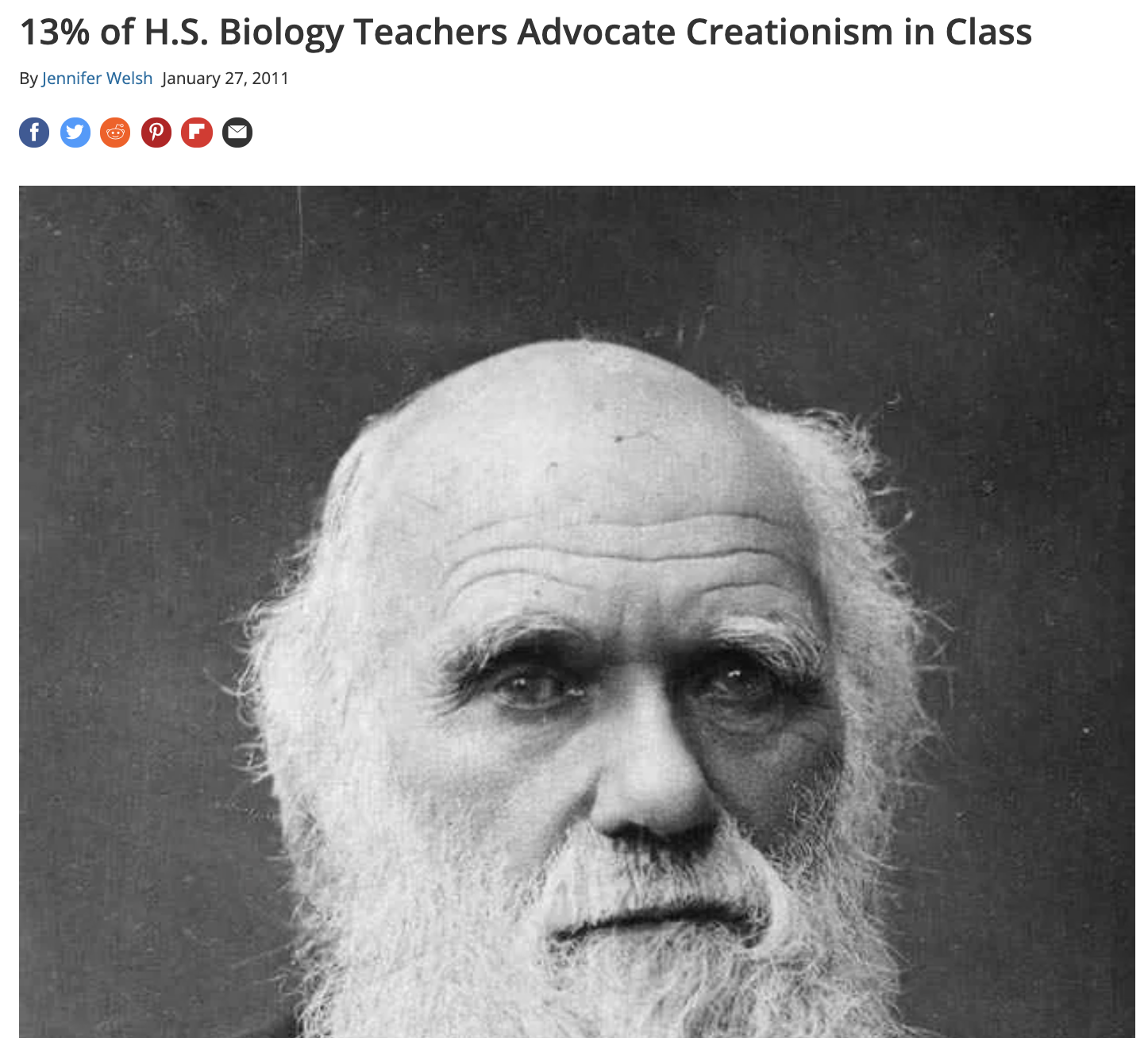 13% of H.S. Biology Teachers Advocate Creationism in Class